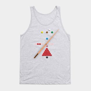 Snooker Lover design showing Snooker Balls arranged as on table Tank Top